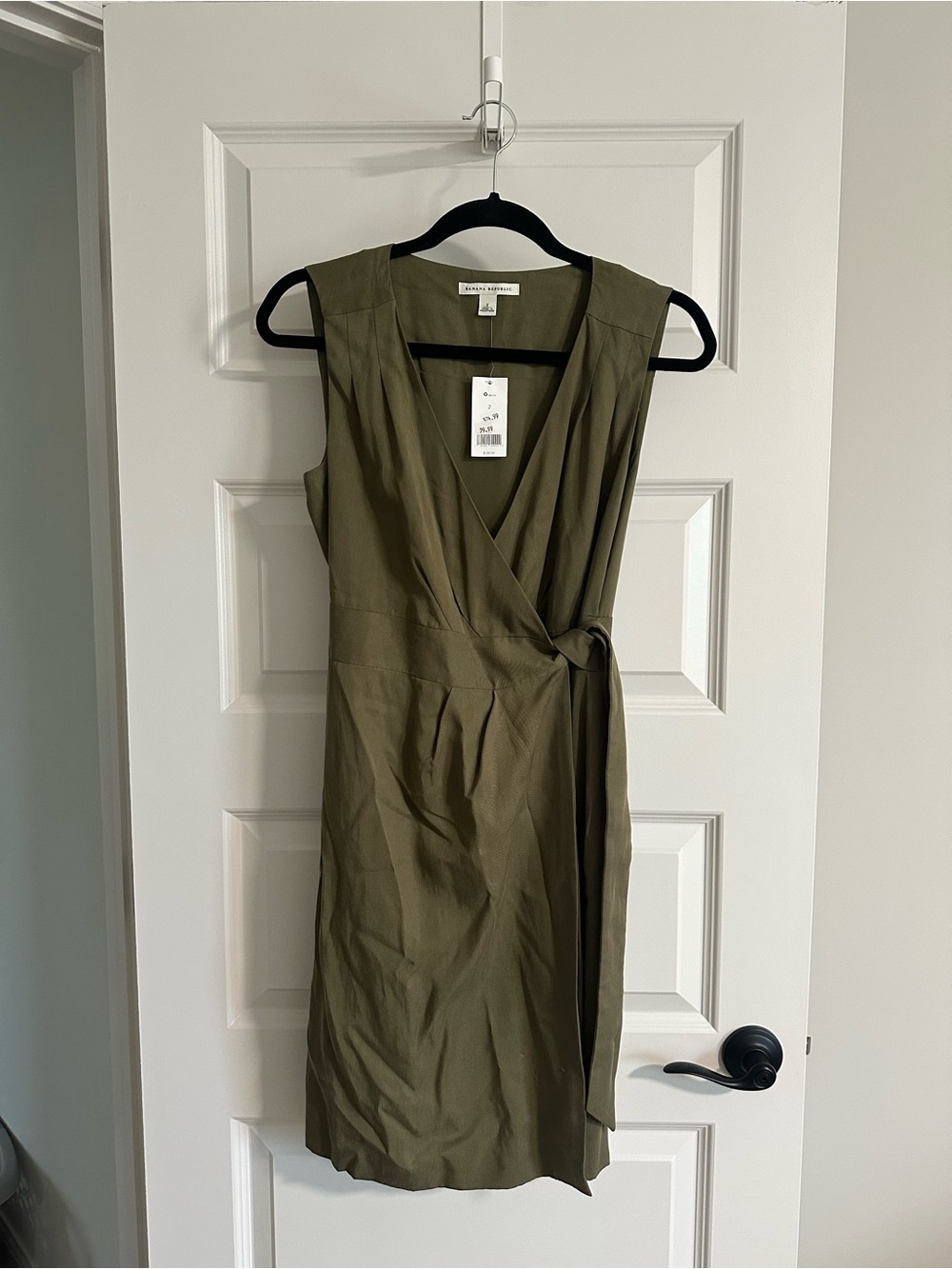 Banana Republic Olive Green Sleeveless Wrap Dress